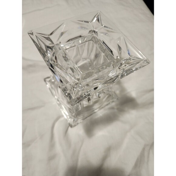 Party Lite Quad Prism Pedestal Crystal Lead Candle Holder Vintage - Picture 3 of 4